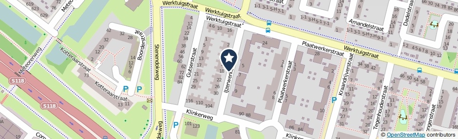 Kaartweergave IJzerwerkerstraat in Amsterdam