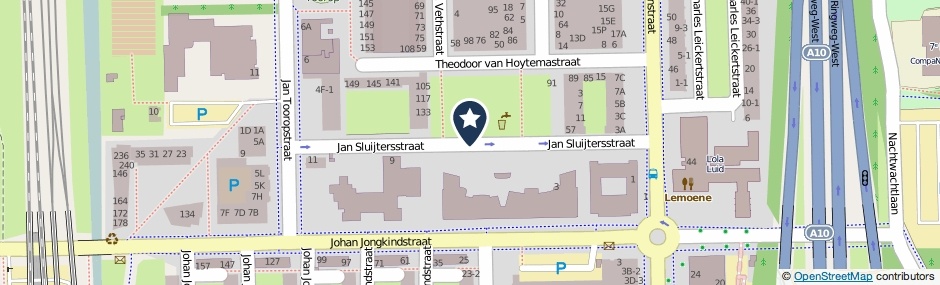Kaartweergave Jan Sluijtersstraat in Amsterdam