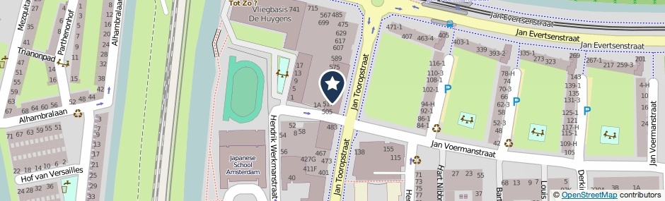 Kaartweergave Jan Tooropstraat 489 in Amsterdam