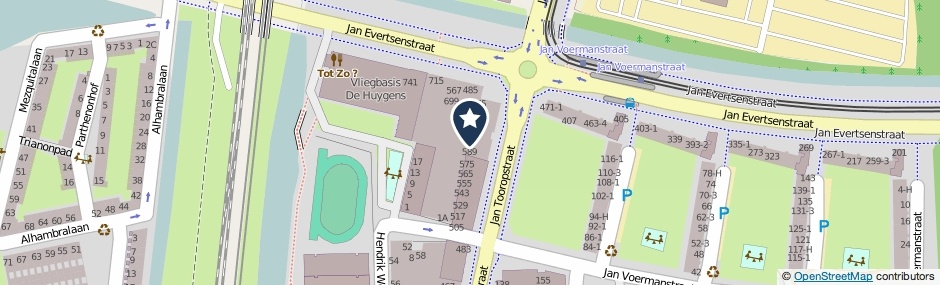 Kaartweergave Jan Tooropstraat 599 in Amsterdam