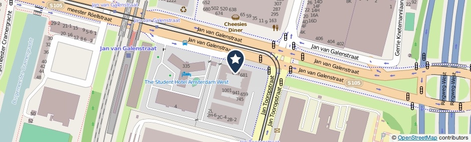 Kaartweergave Jan Tooropstraat 707 in Amsterdam