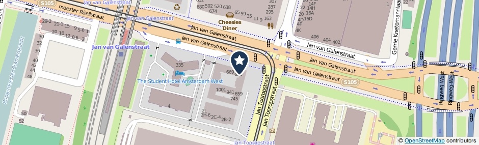 Kaartweergave Jan Tooropstraat 721 in Amsterdam