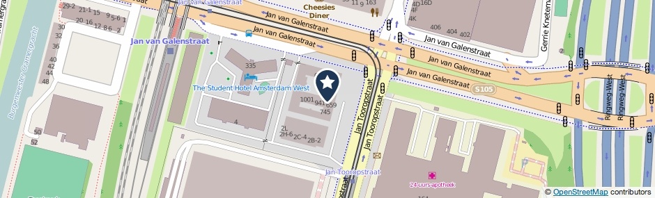 Kaartweergave Jan Tooropstraat 729 in Amsterdam