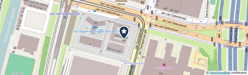 Kaartweergave Jan Tooropstraat 735 in Amsterdam
