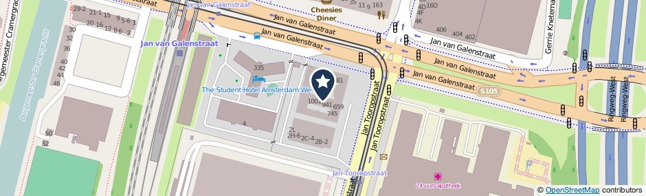 Kaartweergave Jan Tooropstraat 815 in Amsterdam