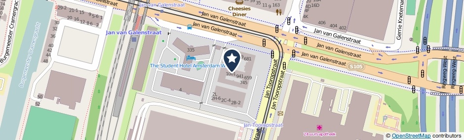Kaartweergave Jan Tooropstraat 827 in Amsterdam