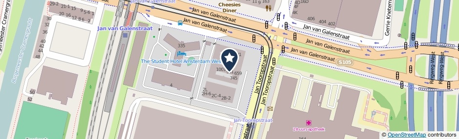 Kaartweergave Jan Tooropstraat 875 in Amsterdam