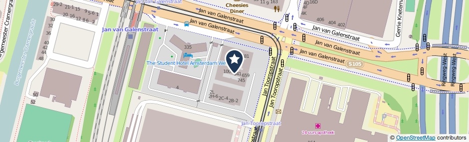 Kaartweergave Jan Tooropstraat 881 in Amsterdam
