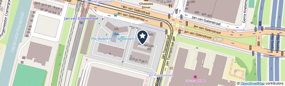 Kaartweergave Jan Tooropstraat 893 in Amsterdam