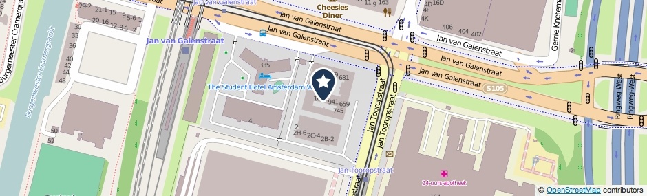 Kaartweergave Jan Tooropstraat 961 in Amsterdam