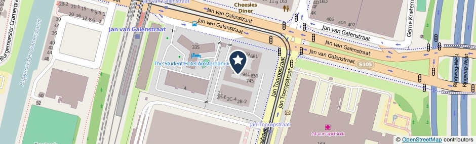 Kaartweergave Jan Tooropstraat 997 in Amsterdam