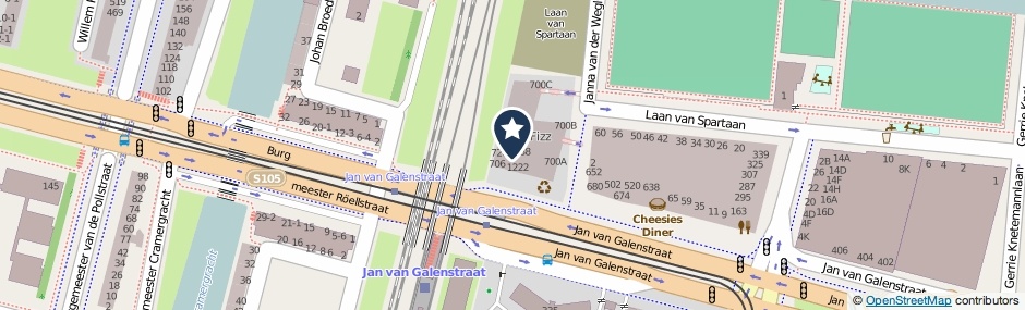 Kaartweergave Jan Van Galenstraat 1090 in Amsterdam