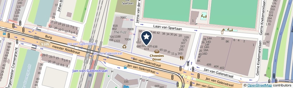 Kaartweergave Jan Van Galenstraat 664 in Amsterdam