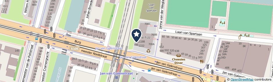 Kaartweergave Jan Van Galenstraat 722 in Amsterdam