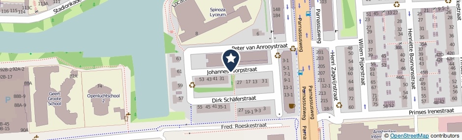 Kaartweergave Johannes Worpstraat in Amsterdam
