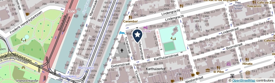 Kaartweergave Karthuizersdwarsstraat 12 in Amsterdam