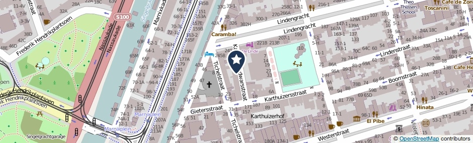 Kaartweergave Karthuizersdwarsstraat 14 in Amsterdam