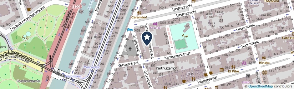 Kaartweergave Karthuizersdwarsstraat 18-E in Amsterdam