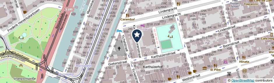 Kaartweergave Karthuizersdwarsstraat in Amsterdam