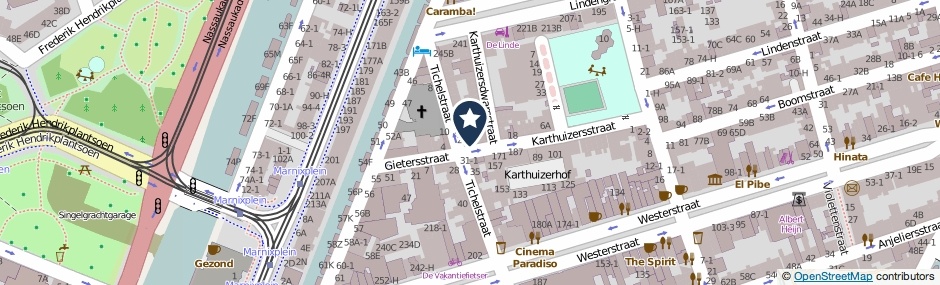 Kaartweergave Karthuizersstraat 28-H in Amsterdam