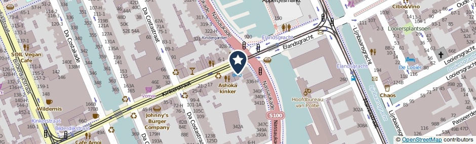 Kaartweergave Kinkerstraat 1-A1 in Amsterdam