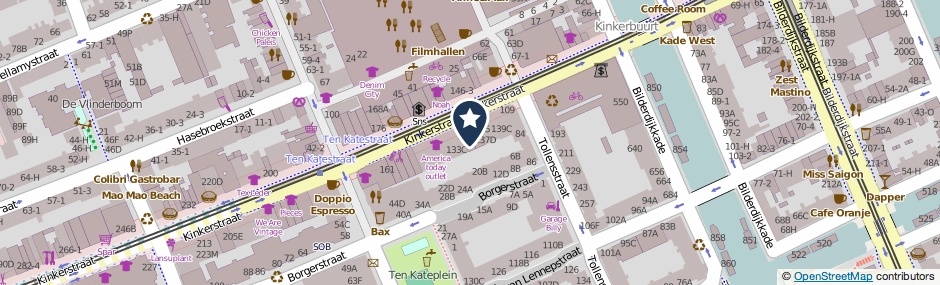 Kaartweergave Kinkerstraat 131-E in Amsterdam