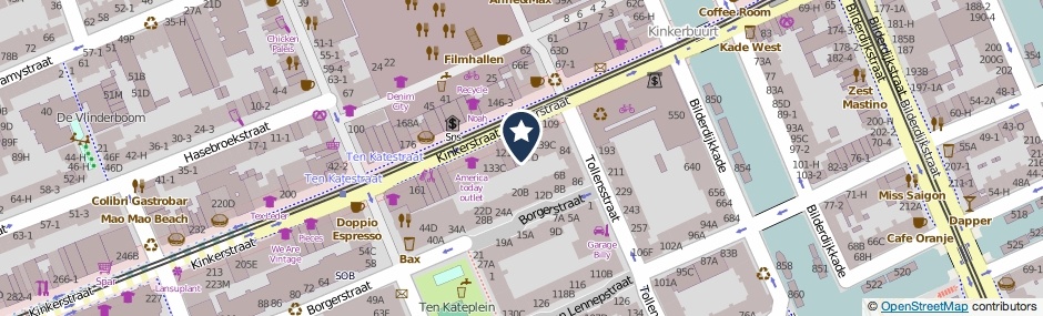 Kaartweergave Kinkerstraat 135-E in Amsterdam