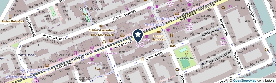 Kaartweergave Kinkerstraat 199-E in Amsterdam