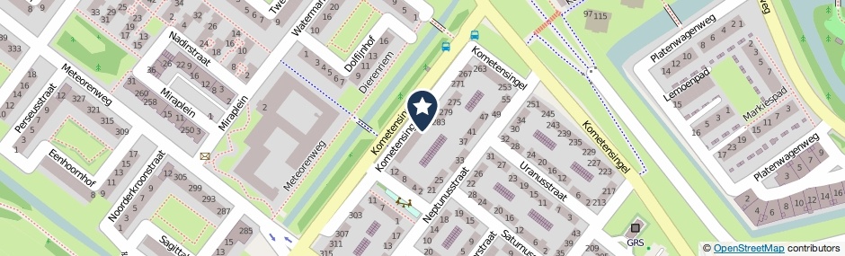 Kaartweergave Kometensingel 287 in Amsterdam