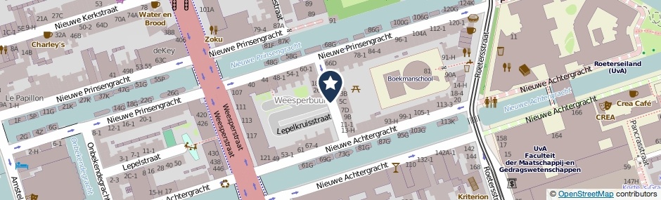 Kaartweergave Lepelkruisstraat in Amsterdam