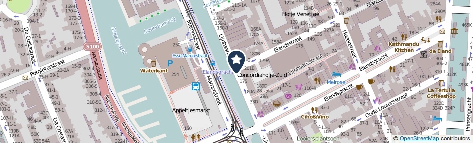 Kaartweergave Lijnbaansgracht in Amsterdam