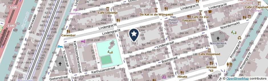 Kaartweergave Lindengracht 157-H in Amsterdam