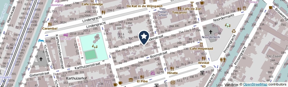 Kaartweergave Lindenstraat 59 in Amsterdam