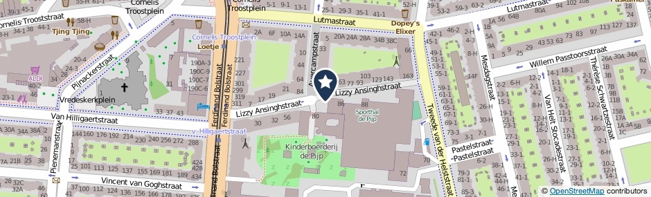 Kaartweergave Lizzy Ansinghstraat in Amsterdam
