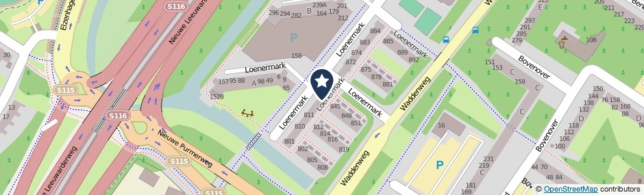 Kaartweergave Loenermark 821 in Amsterdam