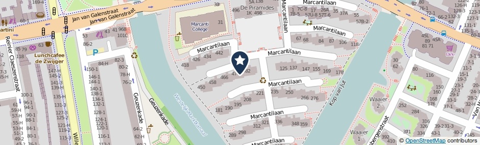 Kaartweergave Marcantilaan 481 in Amsterdam