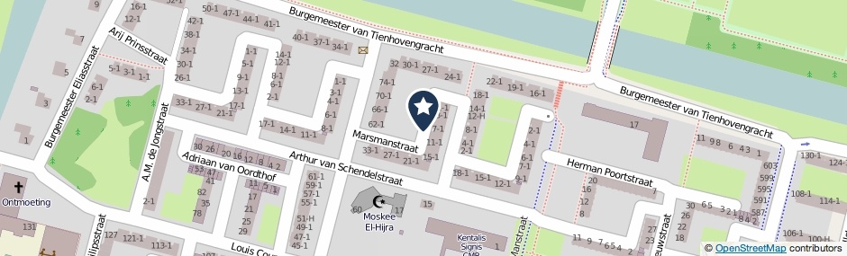 Kaartweergave Marsmanstraat in Amsterdam