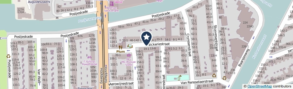 Kaartweergave Nickeriestraat in Amsterdam
