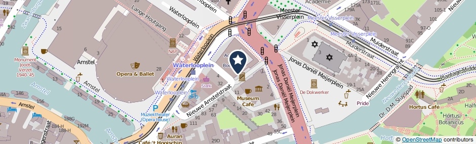 Kaartweergave Nieuwe Amstelstraat 6 in Amsterdam
