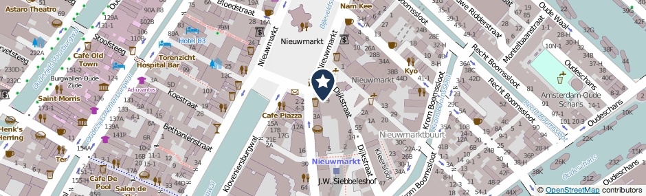 Kaartweergave Nieuwmarkt 77 in Amsterdam