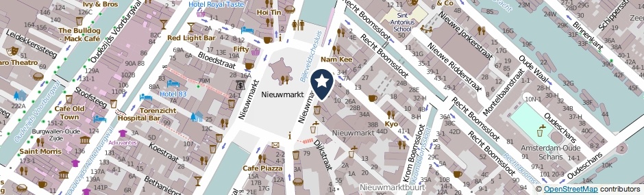 Kaartweergave Nieuwmarkt 9-A in Amsterdam