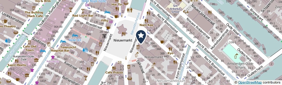 Kaartweergave Nieuwmarkt 9-E in Amsterdam