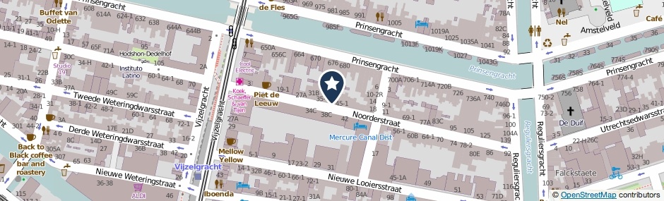 Kaartweergave Noorderstraat 39-D in Amsterdam