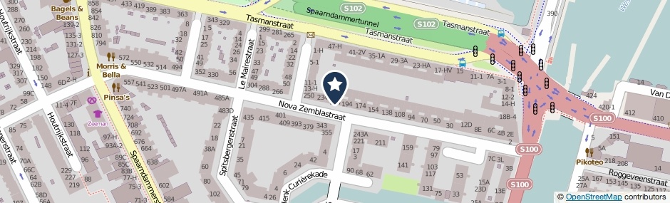 Kaartweergave Nova Zemblastraat 214 in Amsterdam