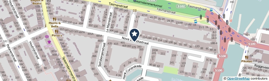Kaartweergave Nova Zemblastraat in Amsterdam
