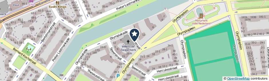 Kaartweergave Olympiastraat in Amsterdam