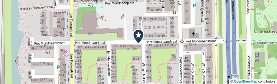 Kaartweergave Piet Mondriaanstraat in Amsterdam