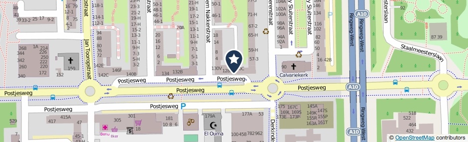 Kaartweergave Postjesweg 128-E in Amsterdam