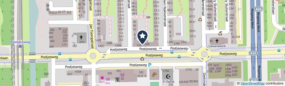 Kaartweergave Postjesweg 136-W in Amsterdam