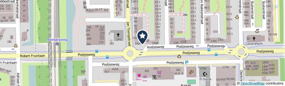 Kaartweergave Postjesweg 142-A in Amsterdam